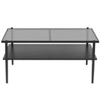 Table basse rectangulaire avec plateau et pieds en verre trempé gris, table de salon moderne