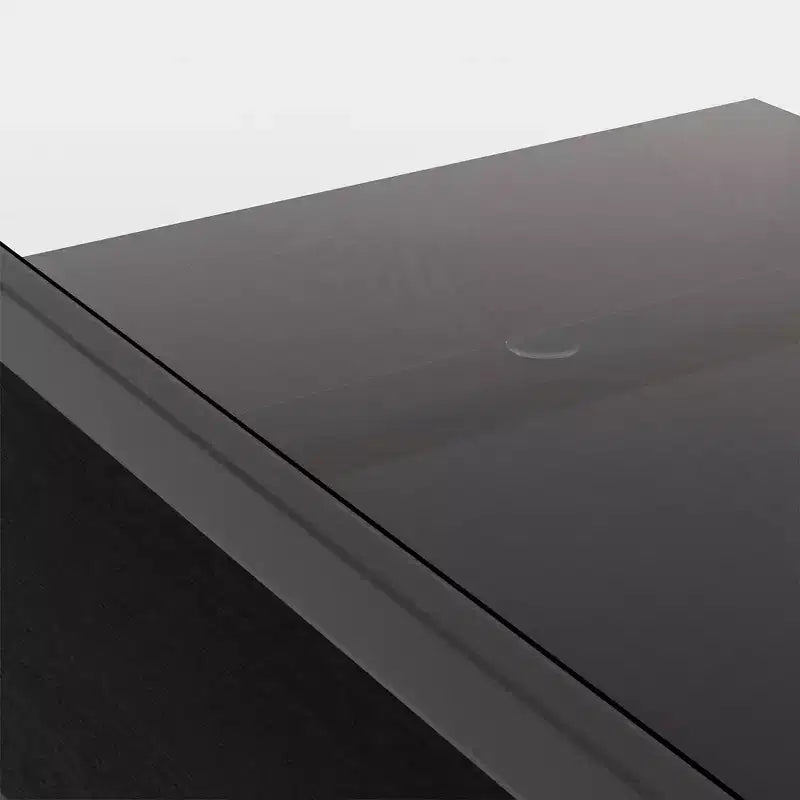 Rectangle Coffee Table with Gray Tempered Glass Top and Legs, Modern Living Room Table