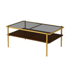 Table basse rectangulaire avec plateau et pieds en verre trempé gris, table de salon moderne