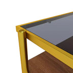 Table basse rectangulaire avec plateau et pieds en verre trempé gris, table de salon moderne