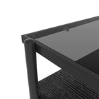 Table basse rectangulaire avec plateau et pieds en verre trempé gris, table de salon moderne