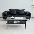 Table basse rectangulaire avec plateau et pieds en verre trempé gris, table de salon moderne