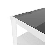 Table basse rectangulaire avec plateau et pieds en verre trempé gris, table de salon moderne