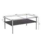 Table basse rectangulaire avec plateau et pieds en verre trempé gris, table de salon moderne