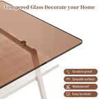 Table basse rectangulaire avec plateau en verre trempé et pieds en métal, table de salon moderne