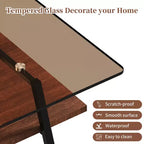 Table basse rectangulaire avec plateau en verre trempé et pieds en métal, table de salon moderne