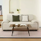 Table basse rectangulaire avec plateau en verre trempé et pieds en métal, table de salon moderne