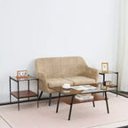 Table basse rectangulaire avec plateau en verre trempé et pieds en métal, table de salon moderne