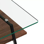 Table basse rectangulaire avec plateau en verre trempé et pieds en métal, table de salon moderne