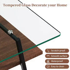 Table basse rectangulaire avec plateau en verre trempé et pieds en métal, table de salon moderne