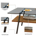 Table basse rectangulaire avec plateau en verre trempé et pieds en métal, table de salon moderne