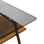 Table basse rectangulaire avec plateau en verre trempé et pieds en métal, table de salon moderne