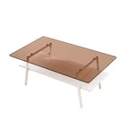Table basse rectangulaire avec plateau en verre trempé et pieds en métal, table de salon moderne