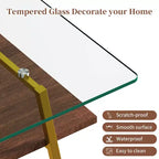 Table basse rectangulaire avec plateau en verre trempé et pieds en métal, table de salon moderne