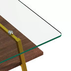 Table basse rectangulaire avec plateau en verre trempé et pieds en métal, table de salon moderne