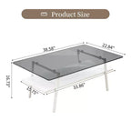Table basse rectangulaire avec plateau en verre trempé et pieds en métal, table de salon moderne