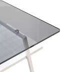 Table basse rectangulaire avec plateau en verre trempé et pieds en métal, table de salon moderne