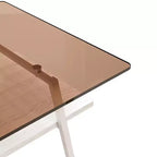 Table basse rectangulaire avec plateau en verre trempé et pieds en métal, table de salon moderne