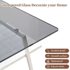 Table basse rectangulaire avec plateau en verre trempé et pieds en métal, table de salon moderne