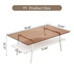Table basse rectangulaire avec plateau en verre trempé et pieds en métal, table de salon moderne