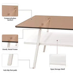Table basse rectangulaire avec plateau en verre trempé et pieds en métal, table de salon moderne