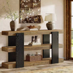 Lantine 63 Console Table, 3-Tier Entryway Table with Storage, Wood Sofa Table Behind Couch for Entryway, Living Room, Hallway