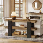 Table console 63, table d'entrée à 3 niveaux avec rangement, table de canapé en bois derrière le canapé pour l'entrée, le salon, le couloir