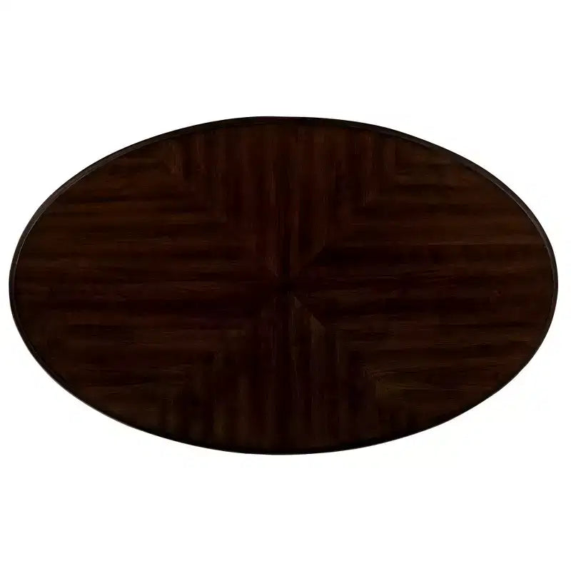 42'' oval wood coffee table with 2-Tiers and Open Storage Shelf for Living Room, Beige and Espresso Top