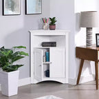 Meuble d'angle, Meuble d'angle autoportant avec 2 portes et 3 étagères, Meuble autoportant pour cuisine, salon