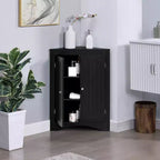 Meuble d'angle, Meuble d'angle autoportant avec 2 portes et 3 étagères, Meuble autoportant pour cuisine, salon