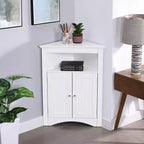 Meuble d'angle, Meuble d'angle autoportant avec 2 portes et 3 étagères, Meuble autoportant pour cuisine, salon