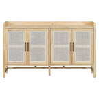 Hostack Sideboard Buffet Cabinet with Rattan Doors and Storage for Entryway Dining Room Kitchen Living Room, Natural