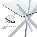 Table d'appoint moderne en verre avec plateau trempé et pieds en métal pour salon
