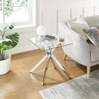 Table d'appoint moderne en verre avec plateau trempé et pieds en métal pour salon