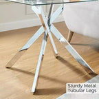 Table d'appoint moderne en verre avec plateau trempé et pieds en métal pour salon