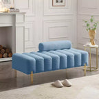 53.2 Wide Light Blue Upholstered Bench, Modern 2 Seater Sofa for Bedroom, Entryway, or Hallway, End of Bed Bench with Comfy Seating