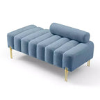 Banc rembourré bleu clair de 53,2 pouces, canapé moderne à 2 places pour chambre à coucher, entrée ou couloir, banc de bout de lit avec assise confortable