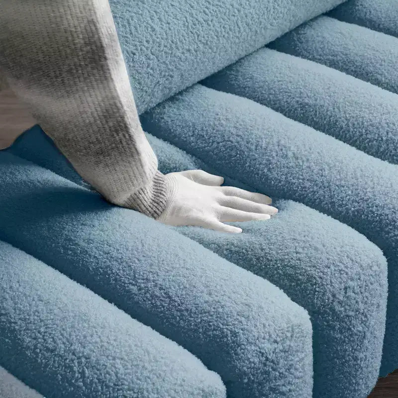 53.2 Wide Light Blue Upholstered Bench, Modern 2 Seater Sofa for Bedroom, Entryway, or Hallway, End of Bed Bench with Comfy Seating