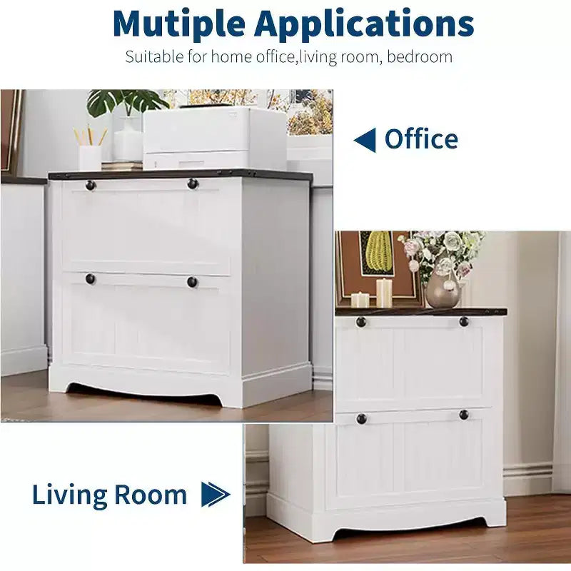 Farmhouse File Cabinet - 2-Drawer Rustic Storage with Printer Top