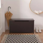 Acekool Wooden Toy Box Storage with Safety Hinge, Kids Toy Chest Bench with Lid for Bedroom, Playroom, Living Room, 31.5x13x16.7 Dark Brown