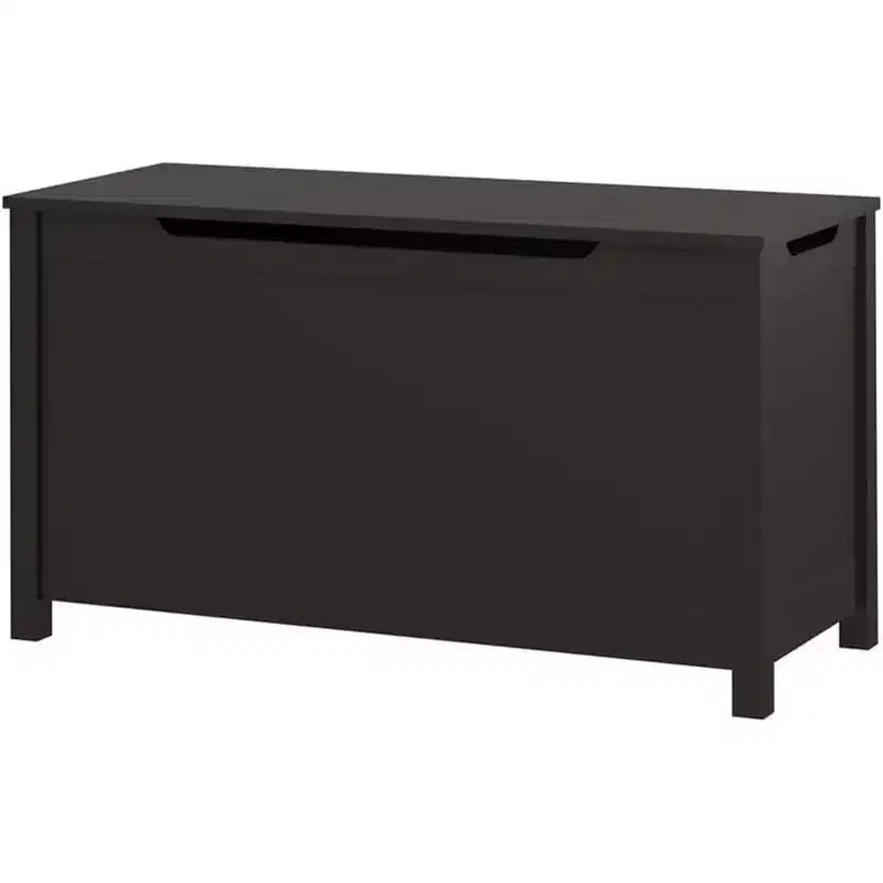 Wooden Toy Box Storage with Safety Hinge, Kids Toy Chest Bench with Lid for Bedroom, Playroom, Living Room, 31.5x13x16.7 Dark Brown