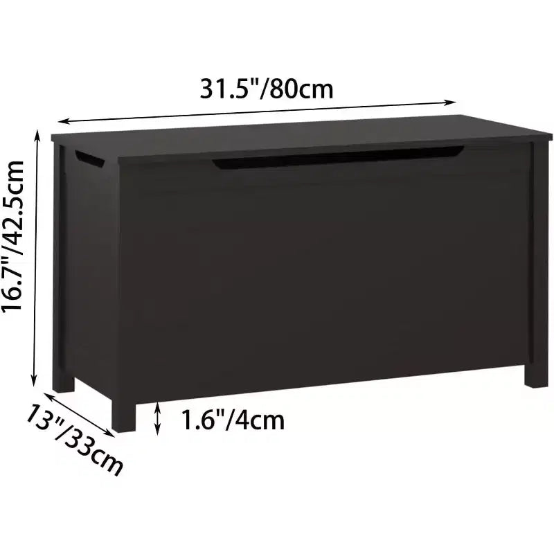 Wooden Toy Box Storage with Safety Hinge, Kids Toy Chest Bench with Lid for Bedroom, Playroom, Living Room, 31.5x13x16.7 Dark Brown