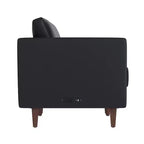 Canapé de réception rembourré avec 4 prises CA/2 ports USB/2 ports USB-C et pieds en bois de noyer avec patins réglables
