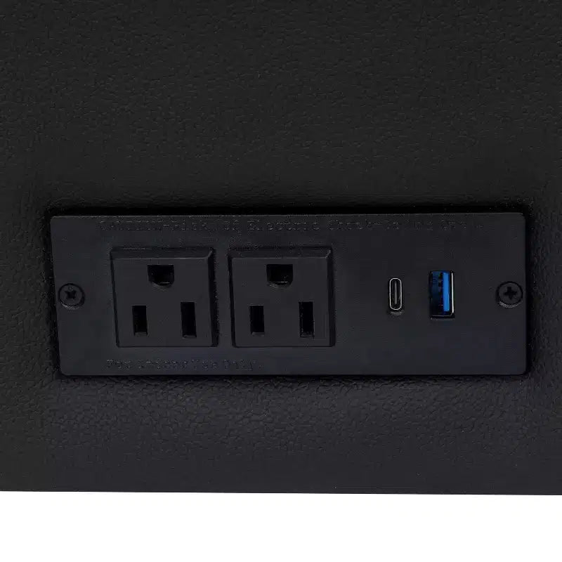 Upholstered Reception Sofa with 4 AC Outlets/2 USB/2 USB-C Ports and Wood Walnut Legs with Adjustable Floor Glides
