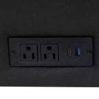 Canapé de réception rembourré avec 4 prises CA/2 ports USB/2 ports USB-C et pieds en bois de noyer avec patins réglables