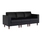 Flash Furniture HERCULES Artemis Upholstered Reception Sofa with 4 AC Outlets/2 USB/2 USB-C Ports and Wood Walnut Legs with Adjustable Floor Glides