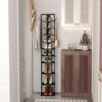 Étagère à Chaussures Mince 10 Niveaux de 157 cm de Haut avec Crochets Latéraux pour Entrée, Chambre et Placard, Peut Contenir 10 à 20 Paires