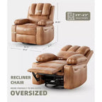 Fauteuil inclinable manuel surdimensionné, fauteuils inclinables à bascule pivotants à 360° avec chauffage et massage, fauteuil inclinable paresseux doux
