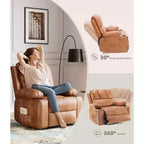 Fauteuil inclinable manuel surdimensionné, fauteuils inclinables à bascule pivotants à 360° avec chauffage et massage, fauteuil inclinable paresseux doux