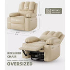 Fauteuil inclinable manuel surdimensionné, fauteuils inclinables à bascule pivotants à 360° avec chauffage et massage, fauteuil inclinable paresseux doux